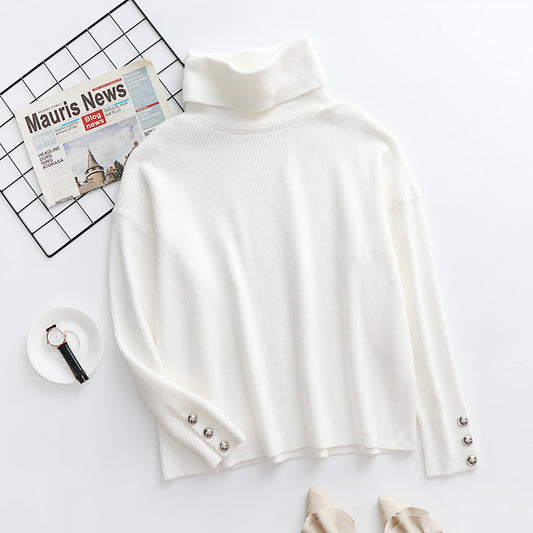 Women's Winter Turtleneck Cuff Pullover Solid Color Knitwear