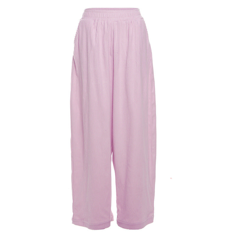Women's Fashion Street Shooting High Waist Loose Straight Pants