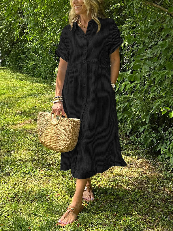 Women's Sleeve Shirt Summer Casual Cotton Linen Skirts