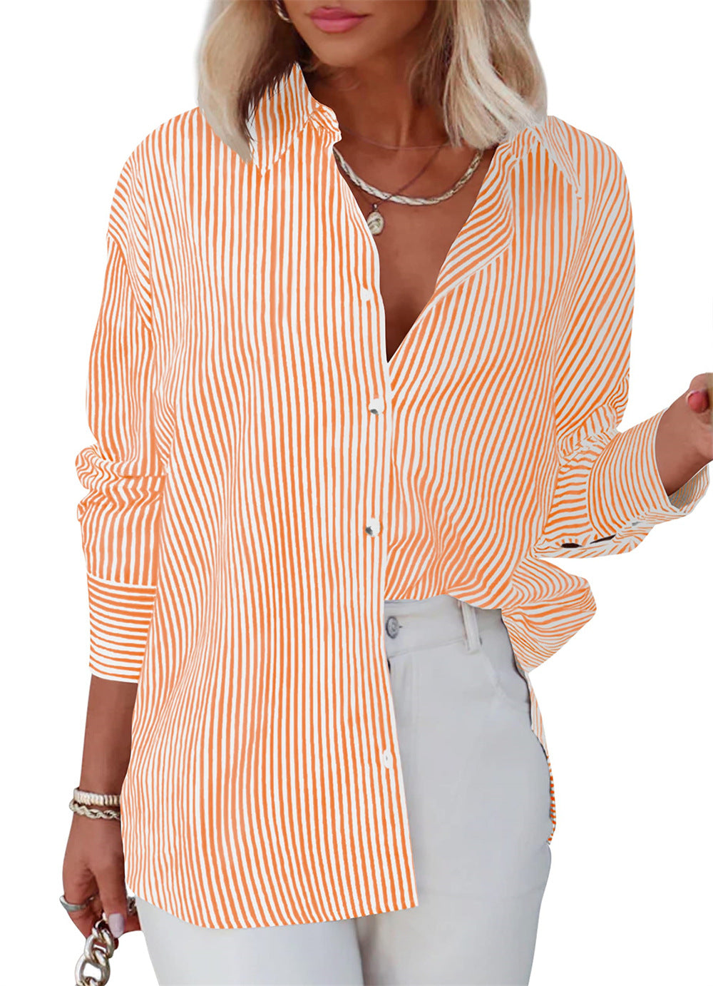 Women's Button Shirt Classic Long Sleeve Fashion Collar Blouses