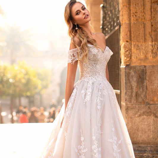 Bride Starry Sky Small Tail Mori Style Slim Lace Wedding Dresses