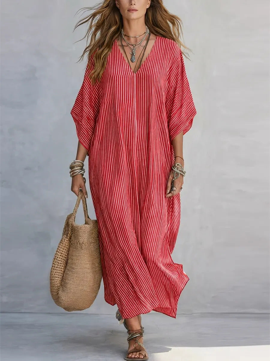Loose Vacation Fashion Casual Shirt Striped Dress