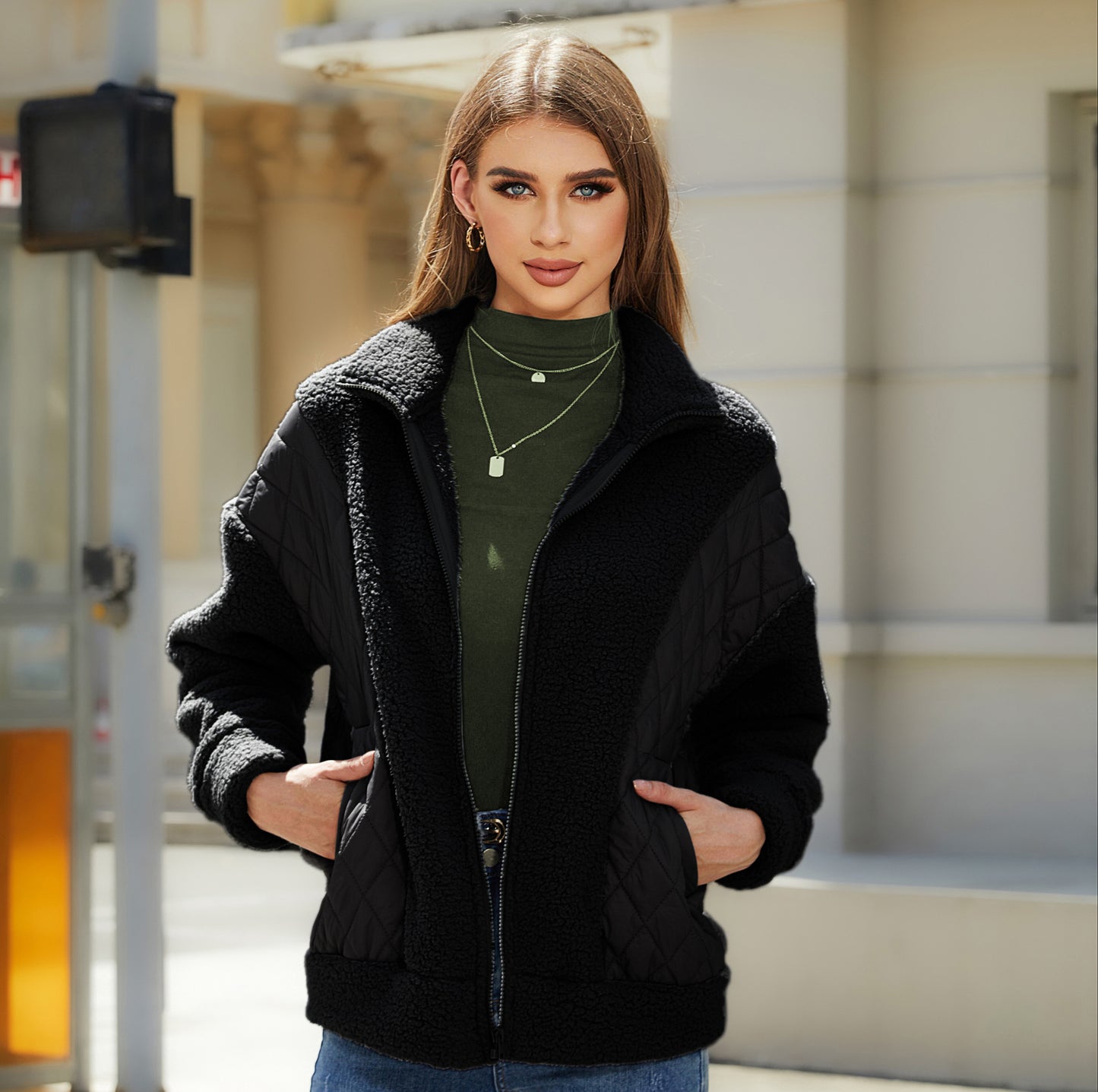 Women's Flash Veet Fashion Long Sleeve Zipper Coats
