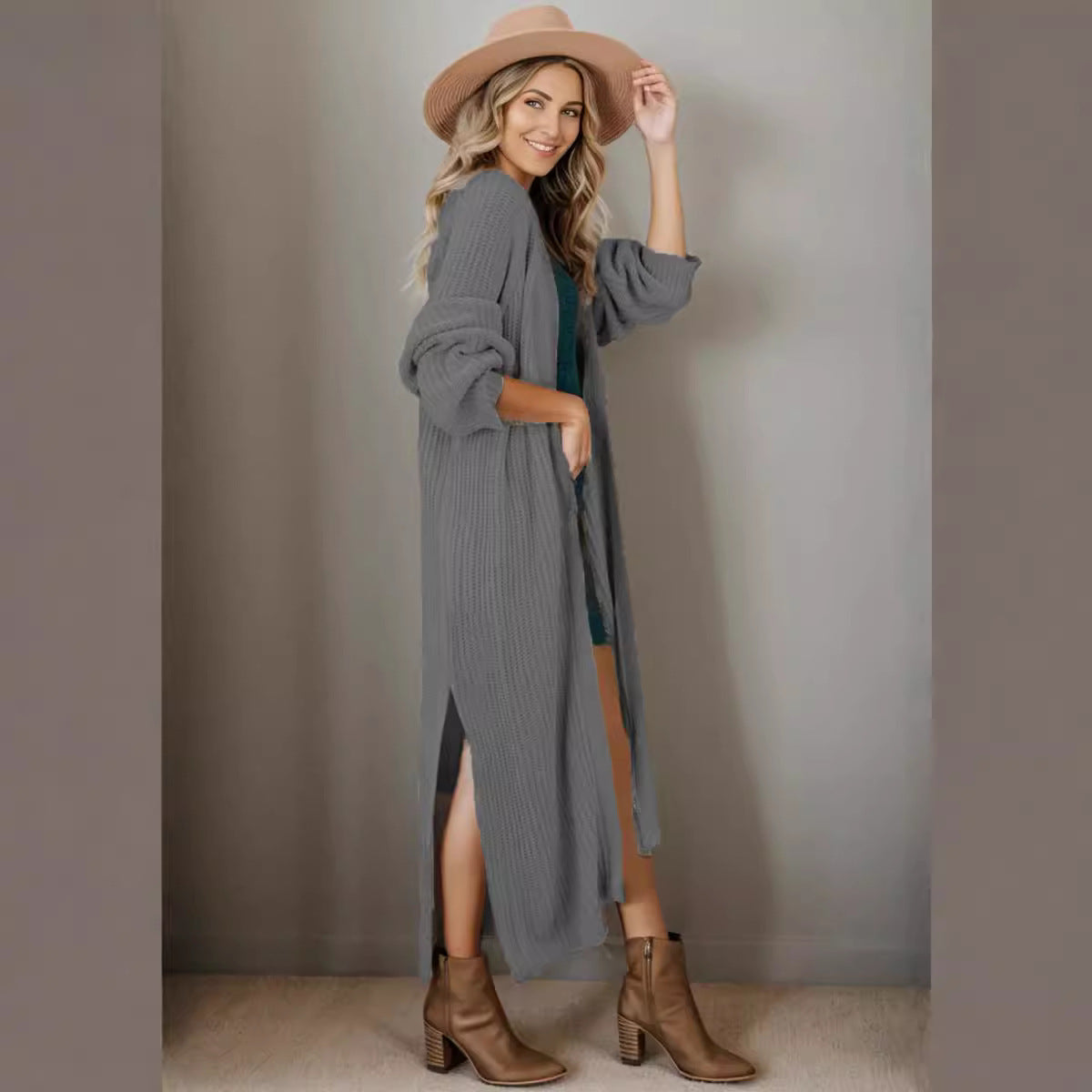 Cool Women's Knitted Long Slit Loose Women's Sweater