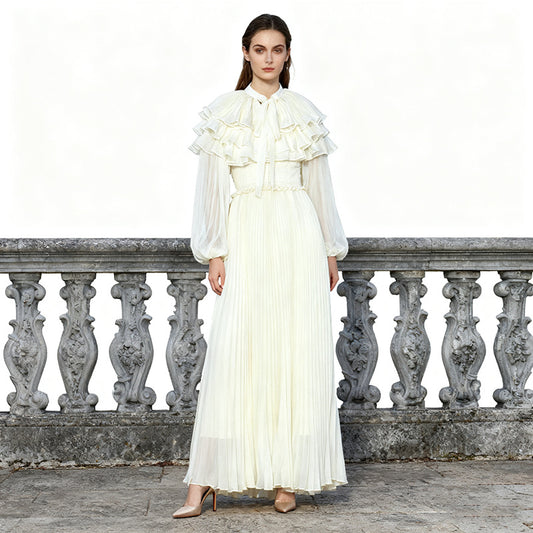 Women's Led Lantern Sleeve Dress Waist Solid Dresses
