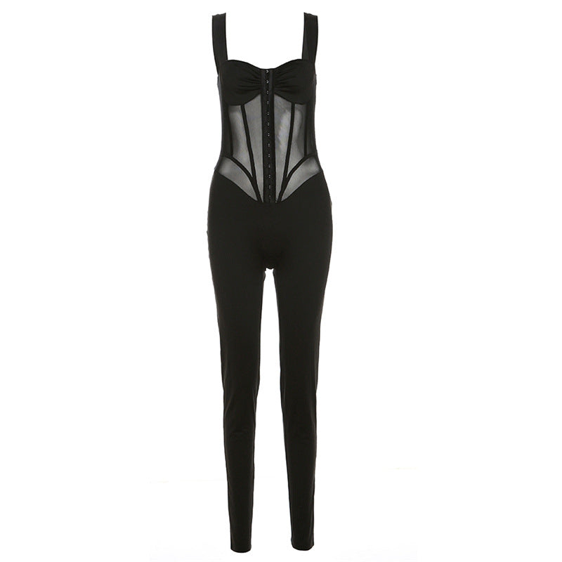 Women's Spring Fashion Suspenders Sexy Low-cut Figure Jumpsuits