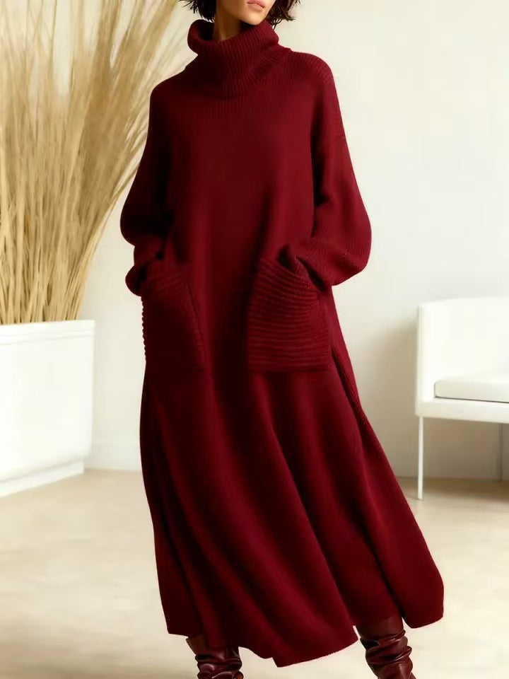 Unique Charming Graceful Turtleneck Woolen Loose Dress