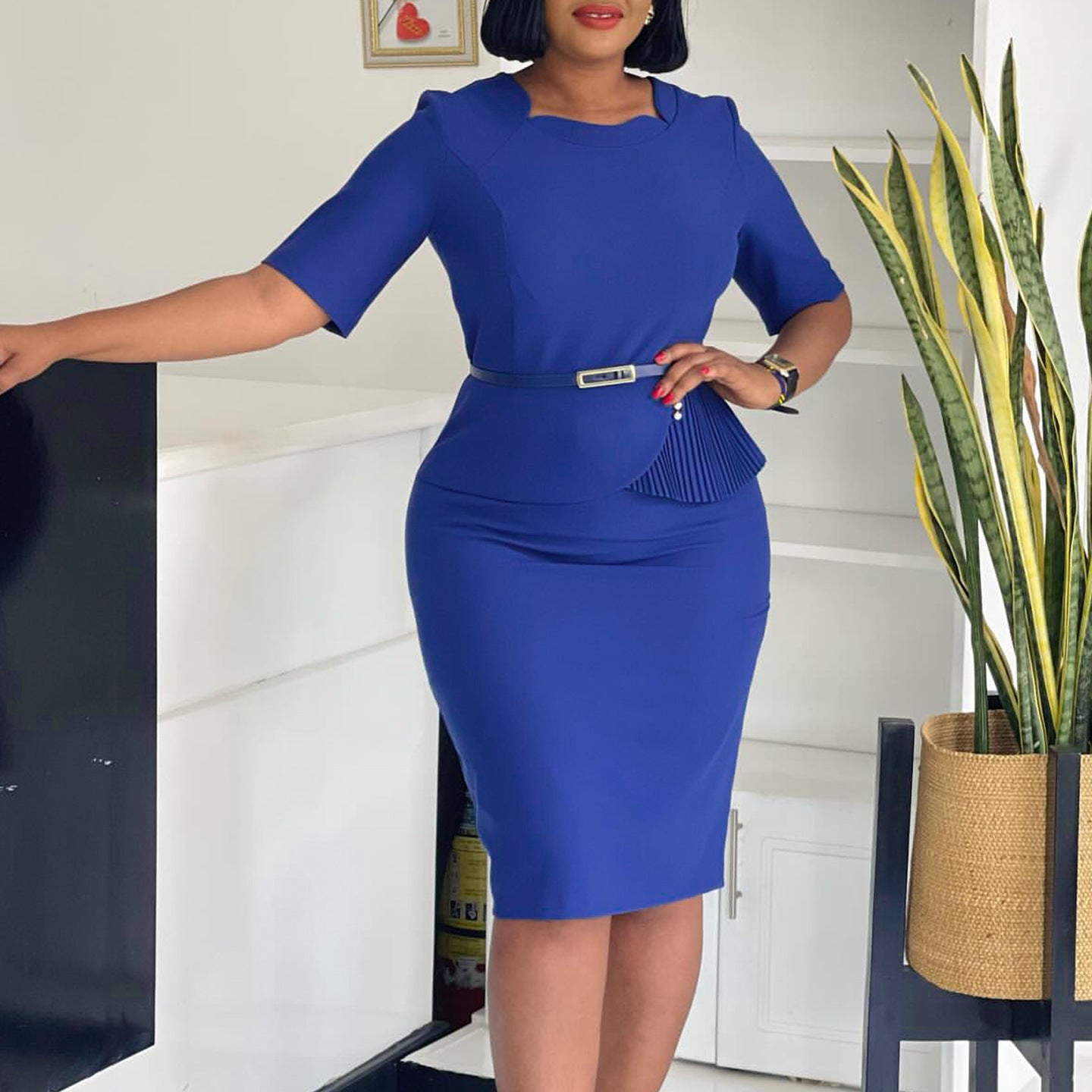 Women's Summer Fashion Solid Color Ol Sheath Dress