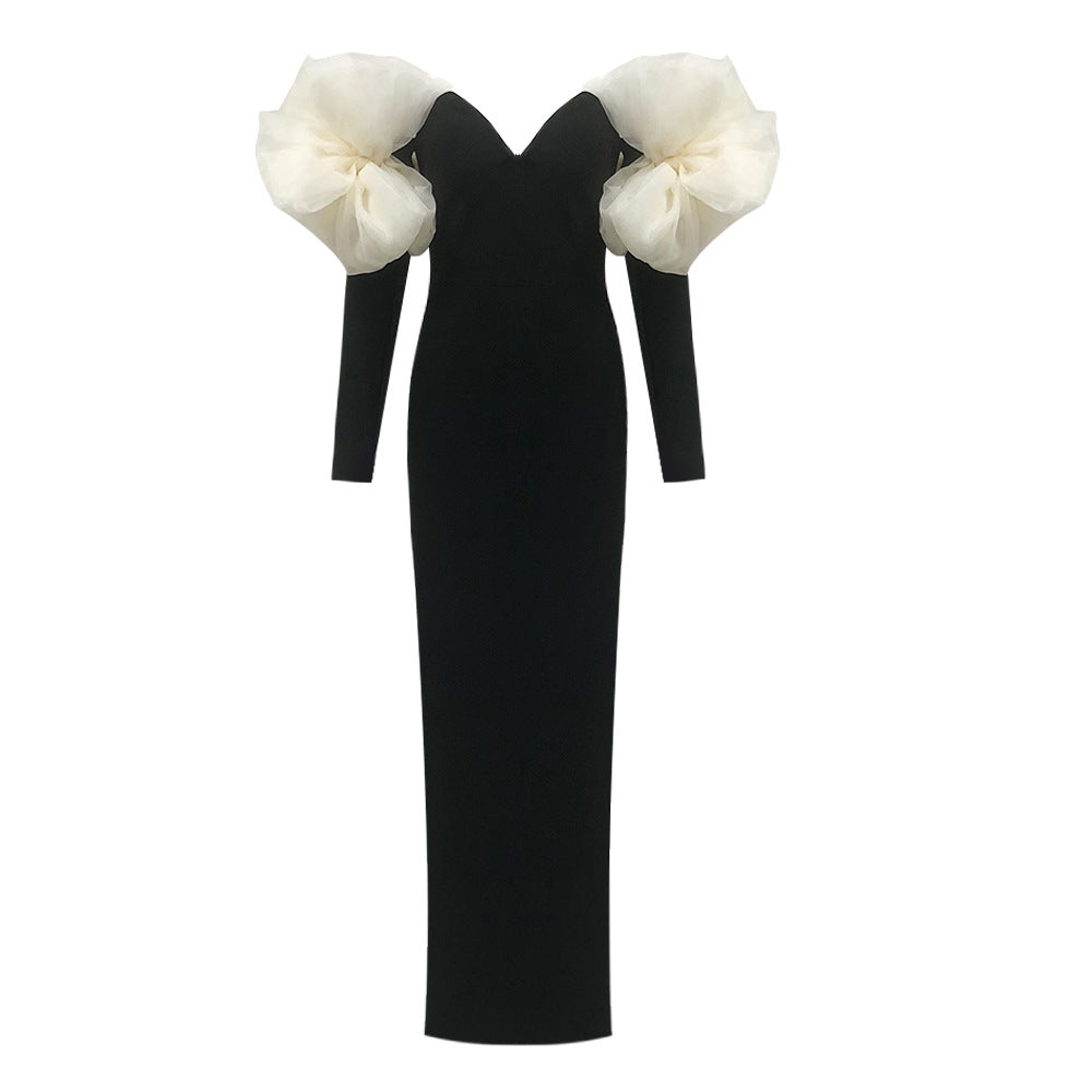 Women's Fashion Slimming Flower Tube Bandage One-piece Dress Tops