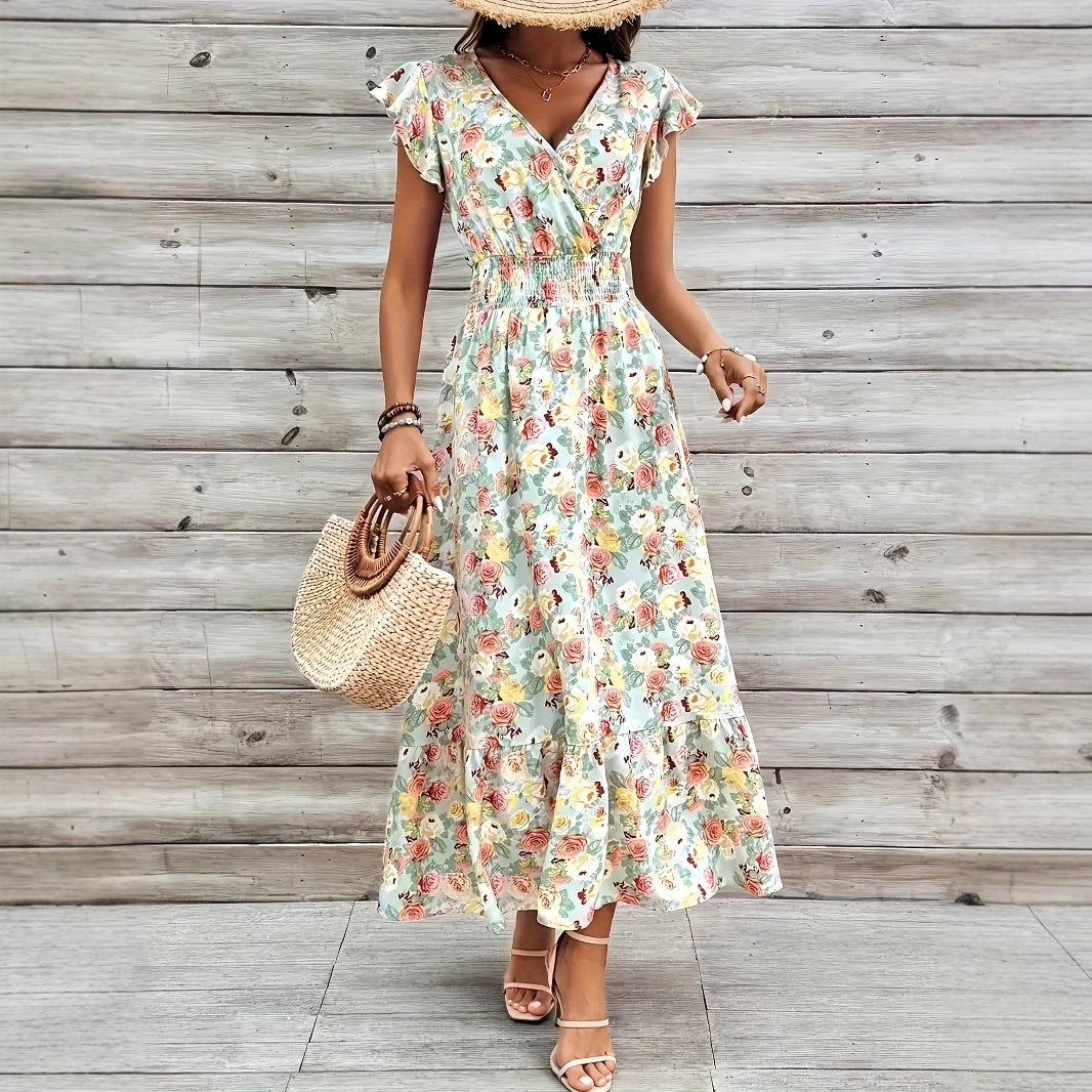 Women's Summer Fashion Temperament Printed Floral Sleeve Shorts