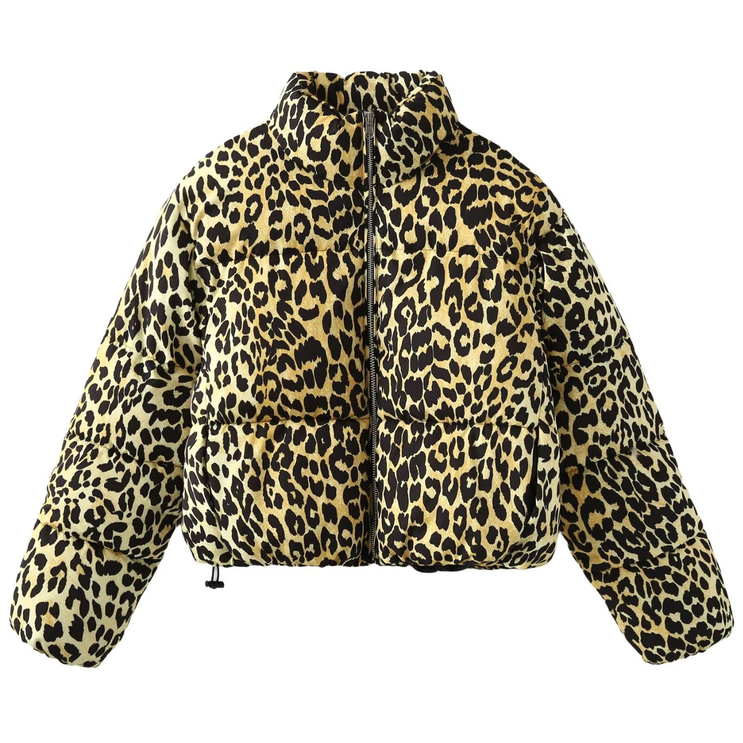 Women's Spring Street Fashion Leopard Print Stand-up Coats