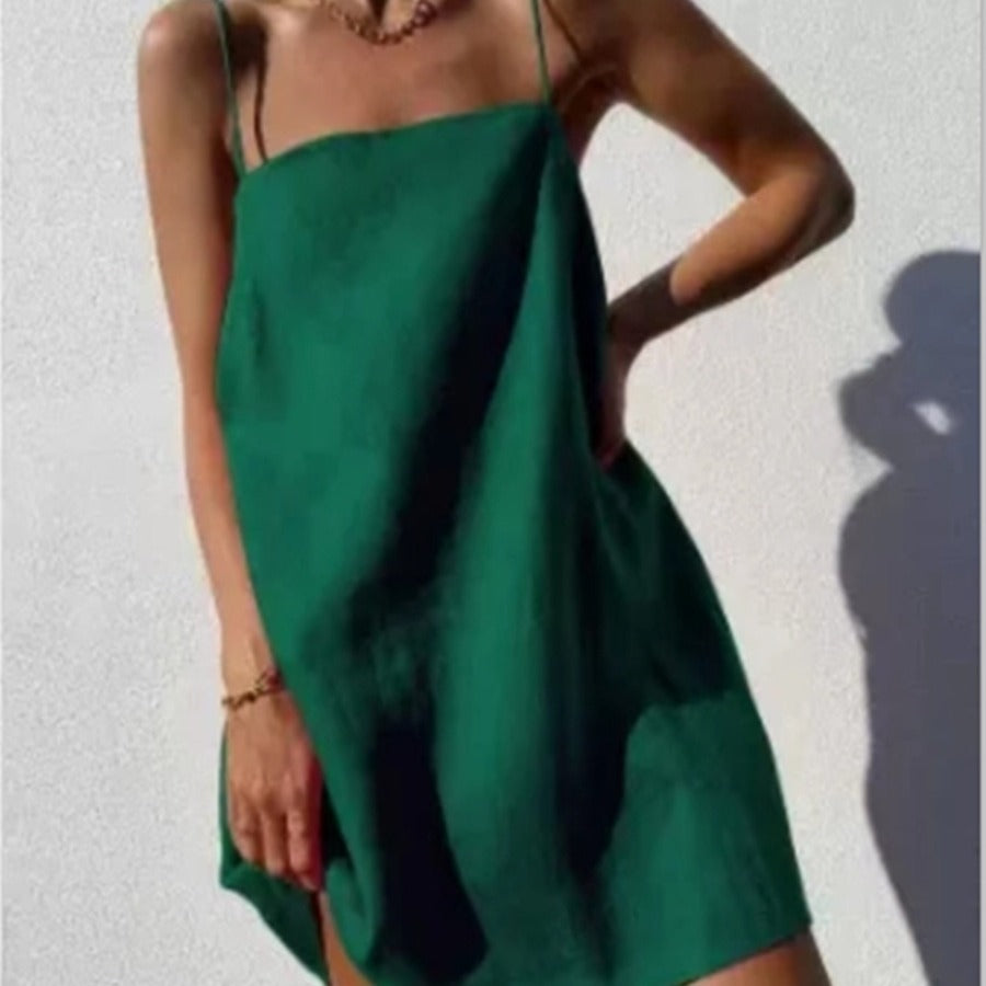 Women's Cotton Linen Style Comfortable Holiday Dress Dresses