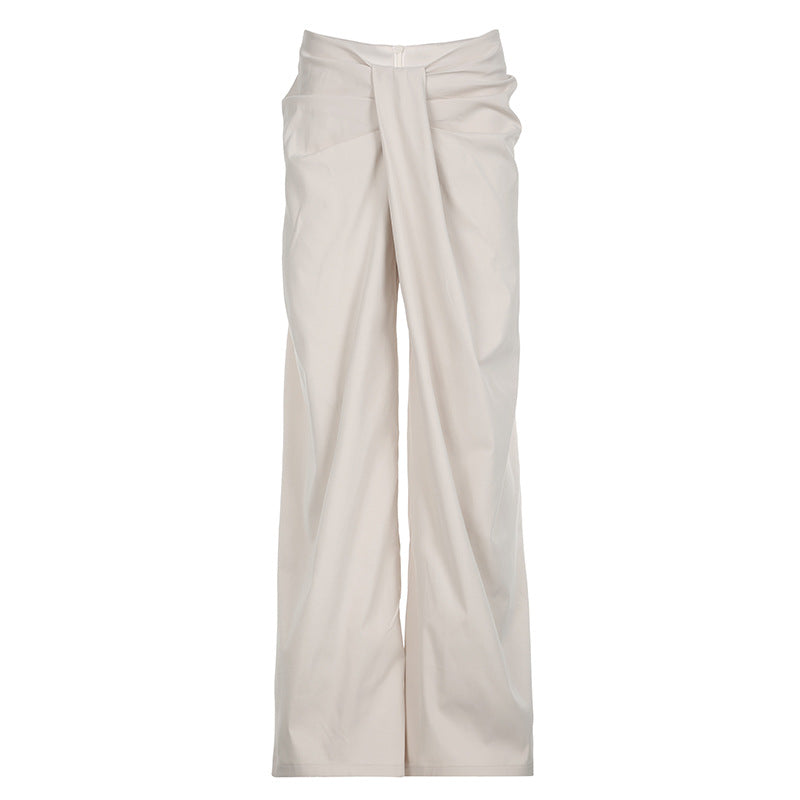 Women's Pleated Waist Niche Street Fashionable Solid Color Pants