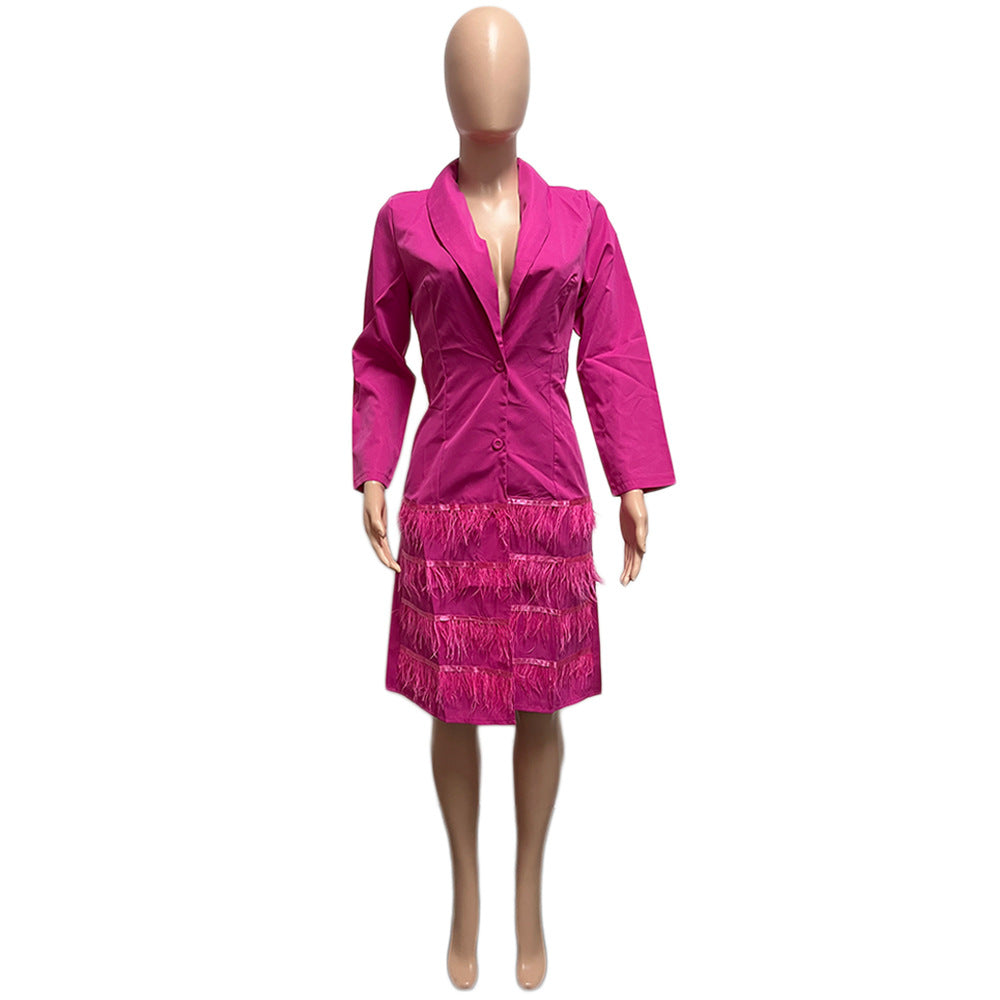 Women's Pretty Fashion Ostrich Hair Windbreaker Coats