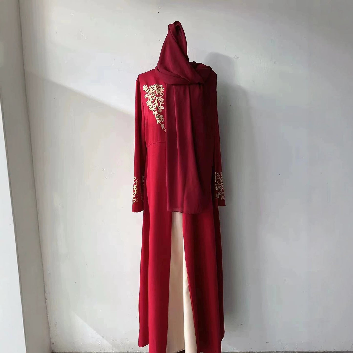 Long Contrast Color Slim Fit Temperament Bronzing Dress