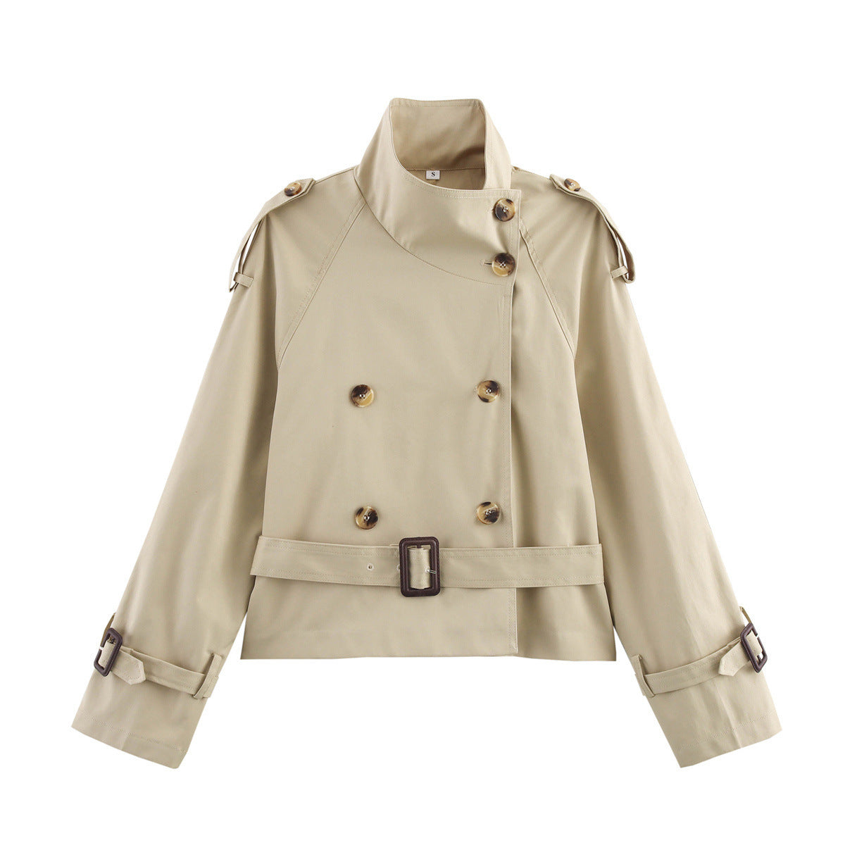 Women's Long-sleeved Waist Slant Double-breasted Clothes Coats
