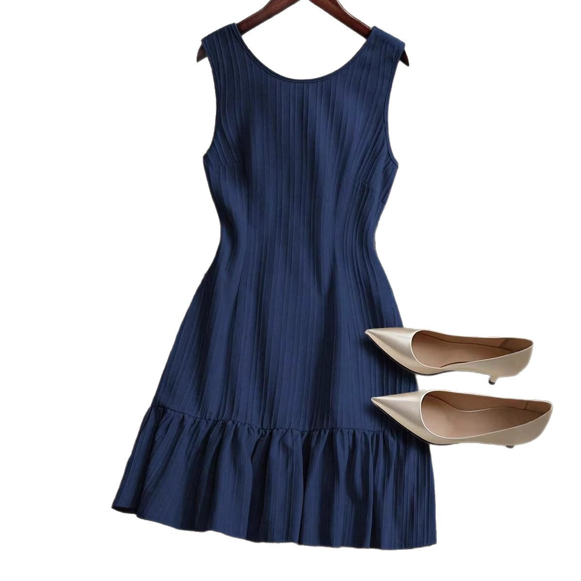 Women's French Style Sleeveless High Quality Elegant Knitted Dress