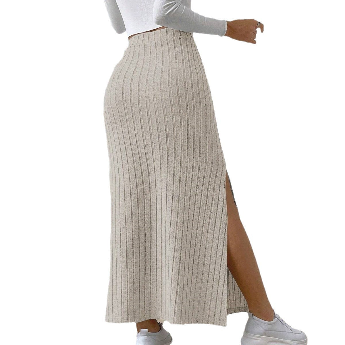 Women's Fashion High Waist Side Slit Slim Skirts