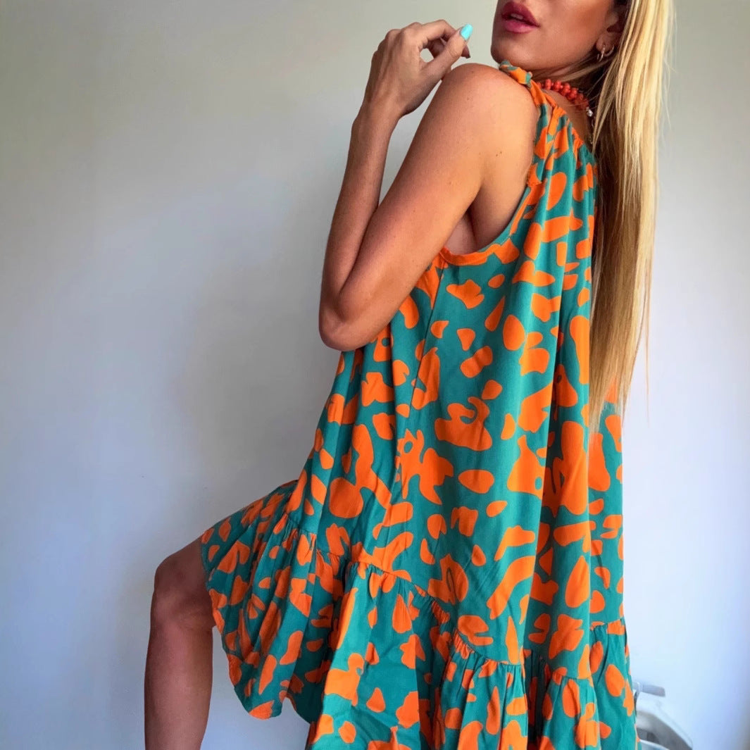 Classy Pretty Women's Summer Sleeveless Printed Dress
