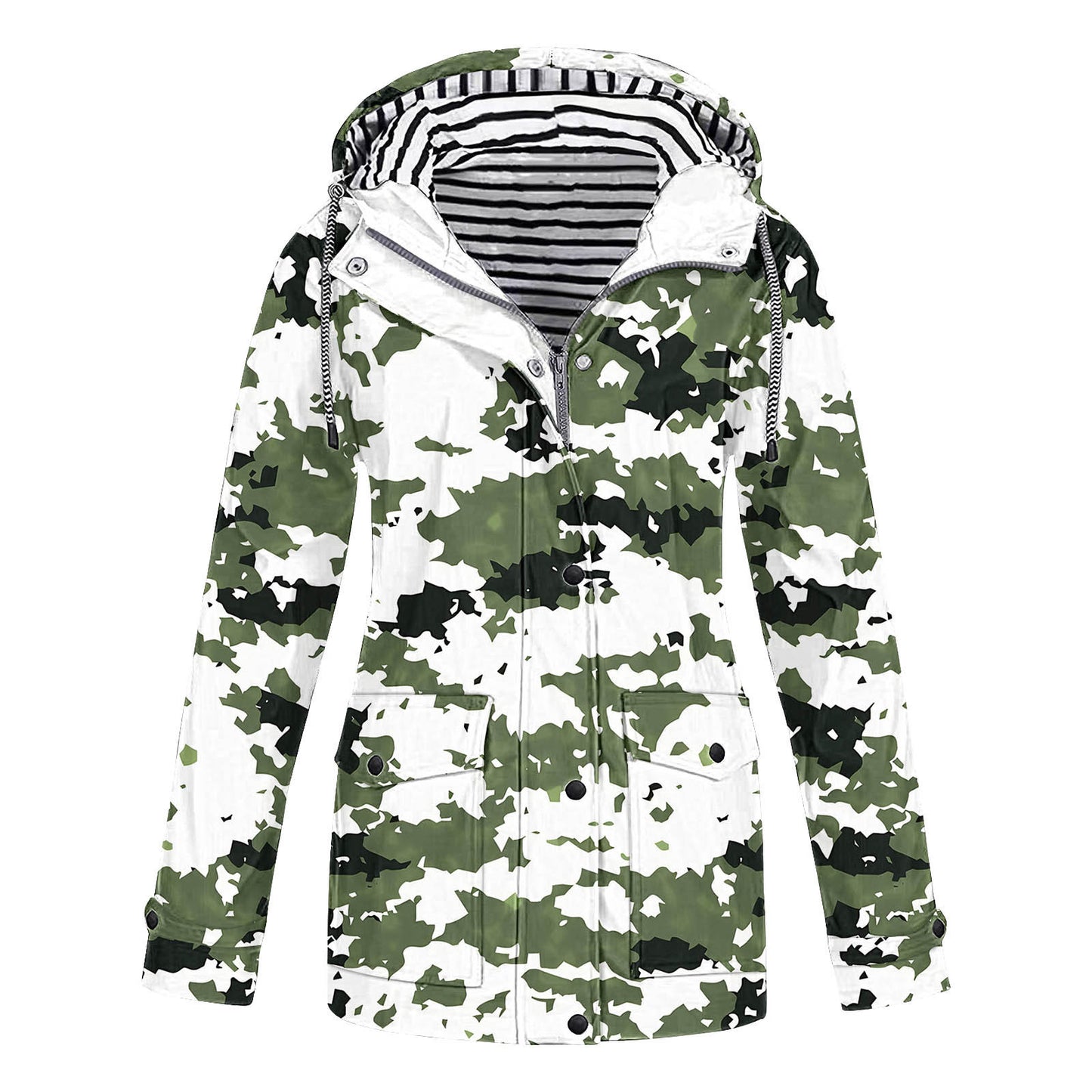 Women's Camouflage Printed Hooded Pocket Splash Outdoor Coats