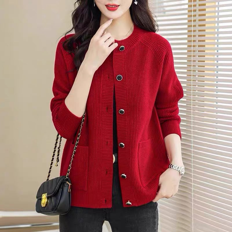 Women's Knitted Solid Color Long Sleeve Loose Women's Sweater