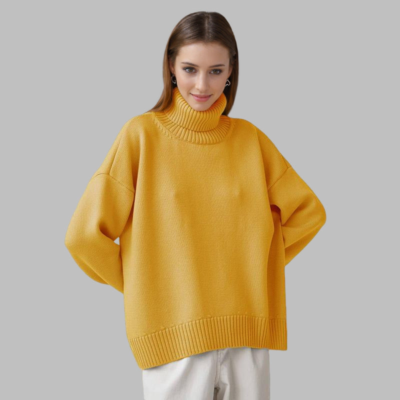 Women's Solid Color Turtleneck Loose Versatile Classic Sweaters