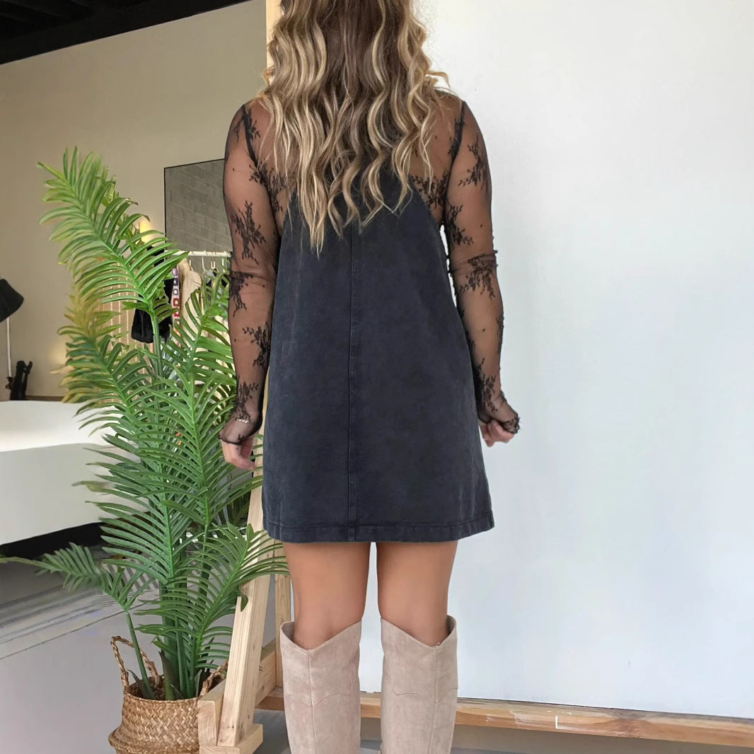 Women's Sleeveless Dress Slimming Adjustable Pocket Suspender Dresses