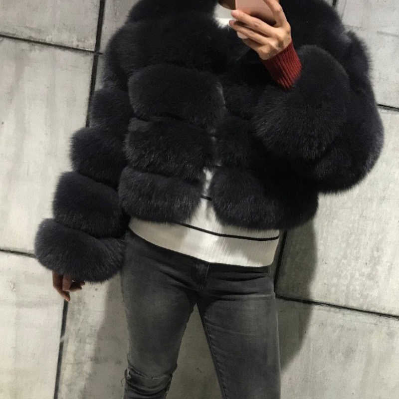 Women's Fur Imitation Fox Faux Long Sleeve Coats
