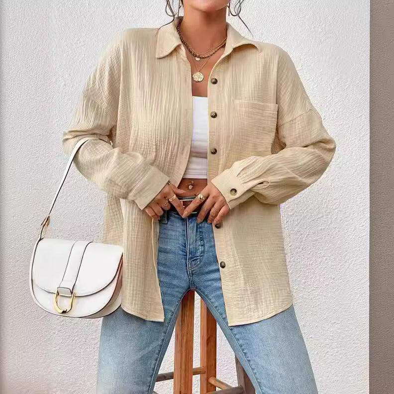 Women's Autumn Shirt Drop Shoulder Batwing Long Blouses