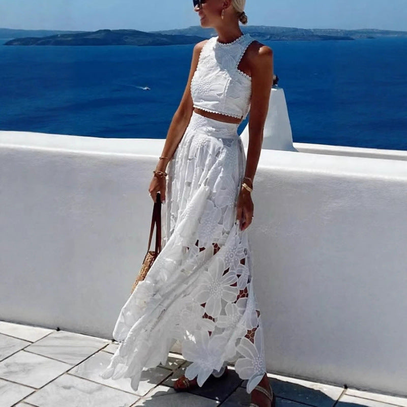 Popular Casual Lace Hollow Two-piece Set Suits