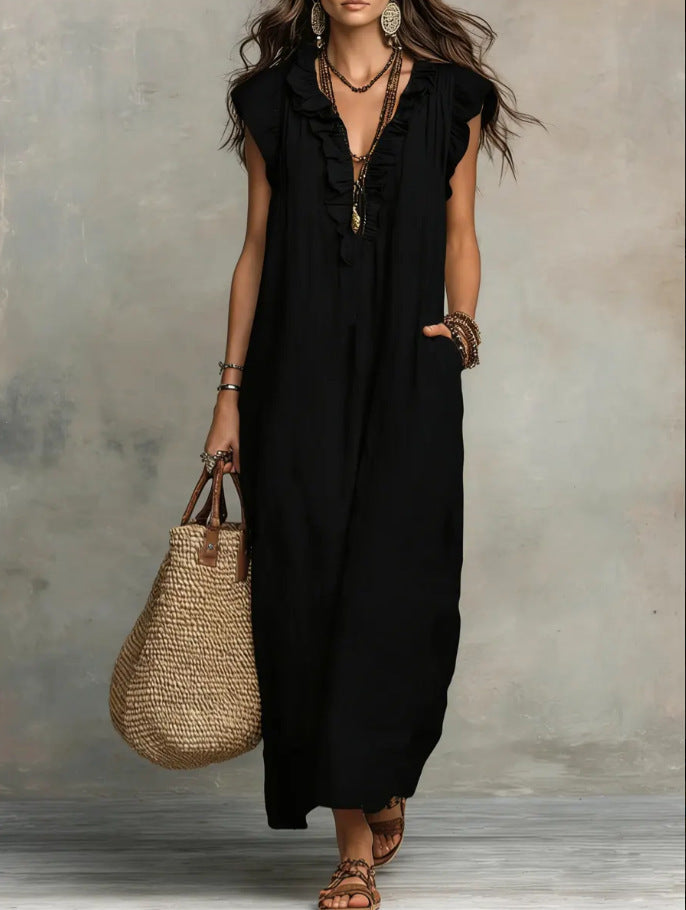 Glamorous Women's Loose Sleeveless Bohemian Summer Dress