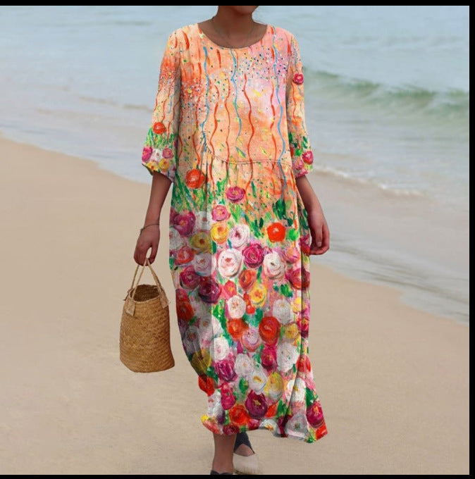 Women's Summer Long Printed Casual Fashion Ladies Dresses
