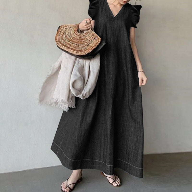 Denim Solid Color Temperament Commute Bohemian Loose Jumpsuits