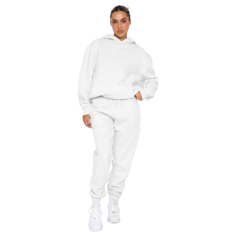 Solid Color Hooded Pullover Long-sleeved Cotton Suits