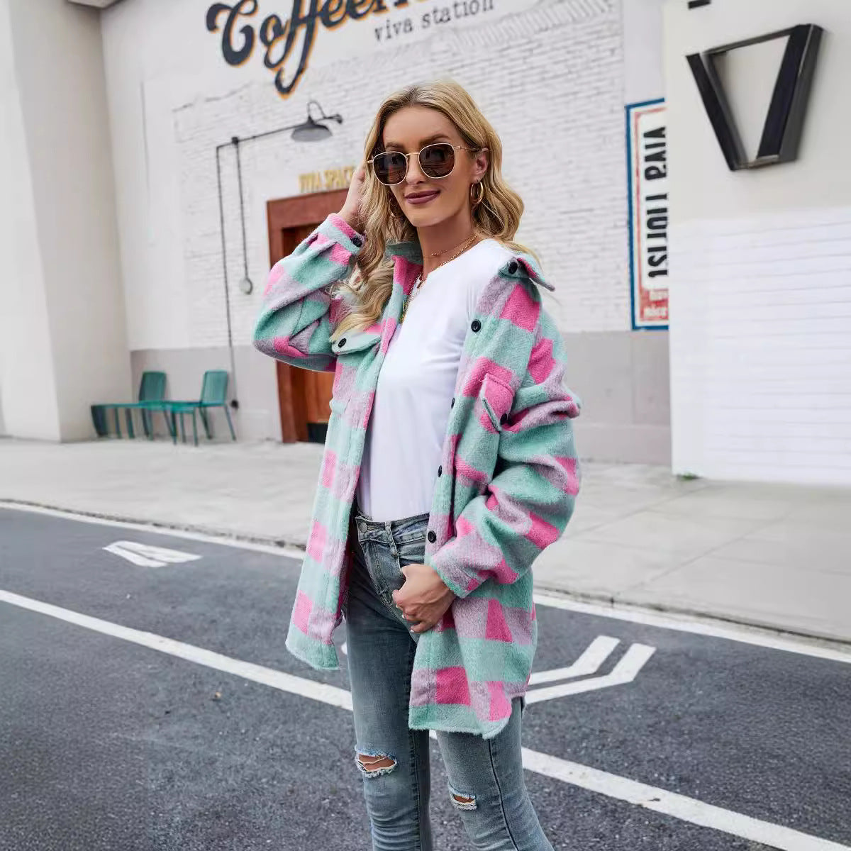 Women's Brushed Woolen Single-breasted Lapel Long Sleeve Coats