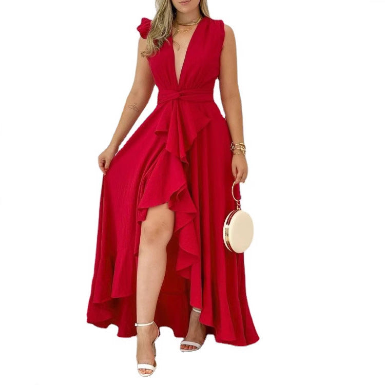High Waist One Piece In Red Dresses