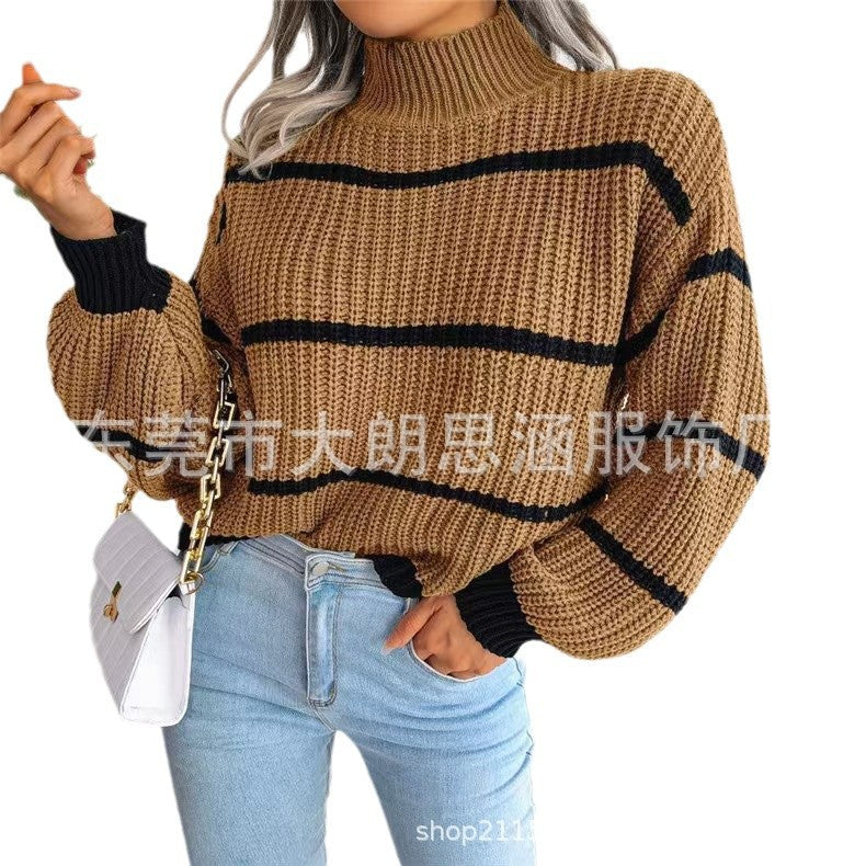 Women's Half Turtleneck Loose Idle Knitted Underwear Sweater
