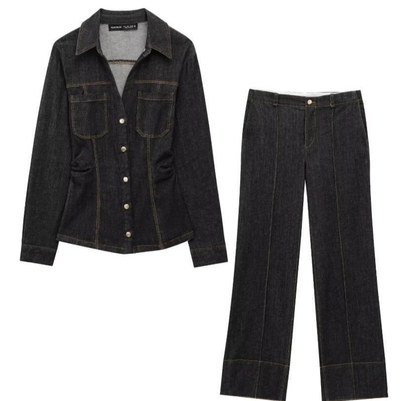 Women's Fashionable Fitted Long Sleeve Lapel Shirt Suits