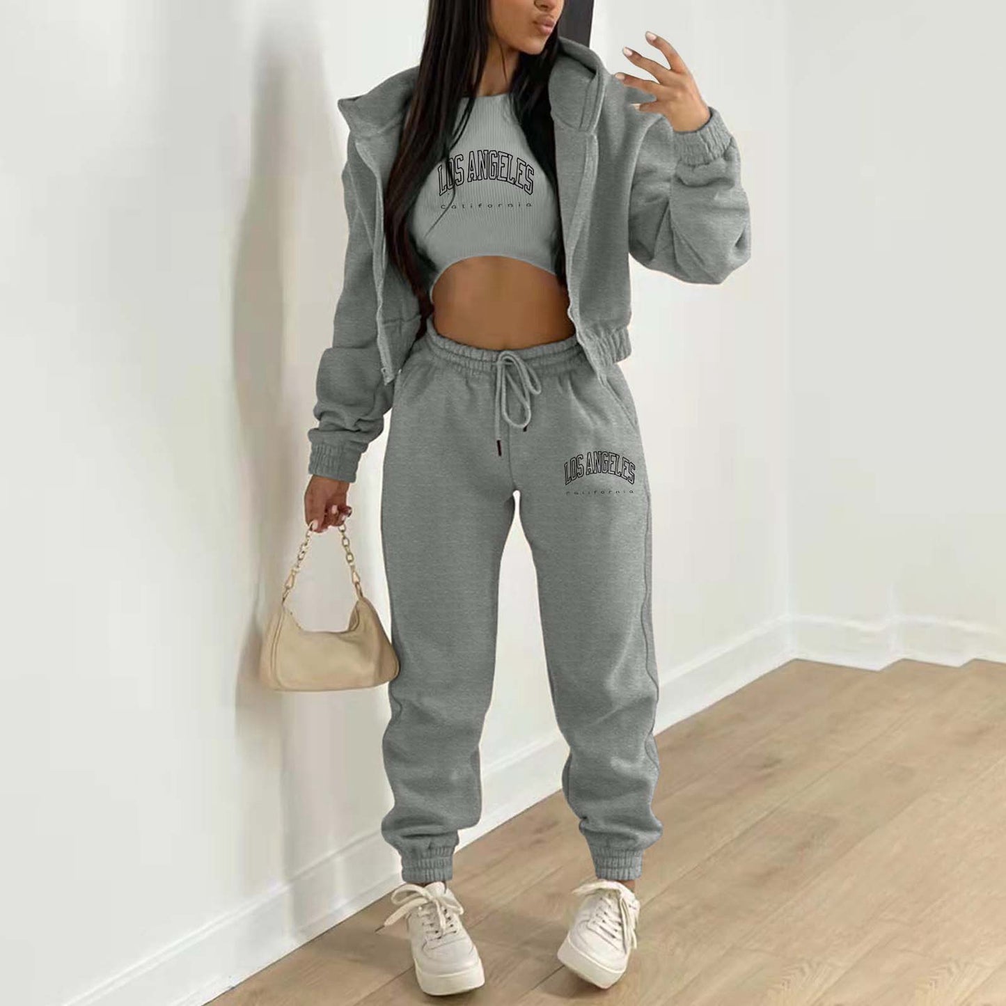 Women's Hoody Letter Printed Hooded Sports Casual Suits
