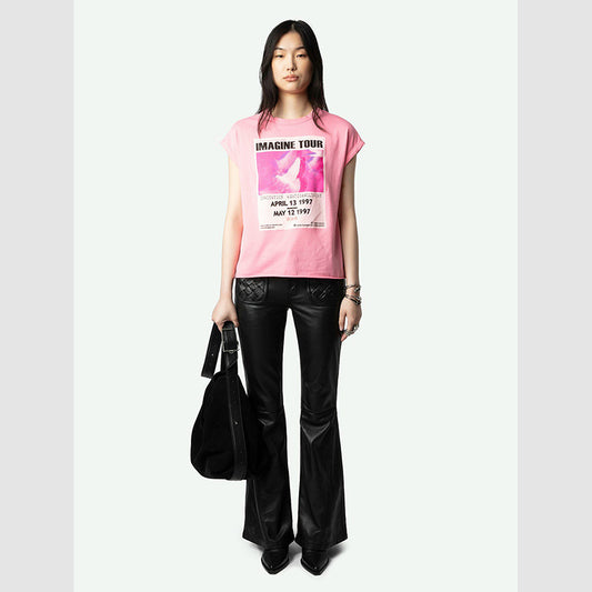 Women's Printing Peace White Pigeon Hot Drilling Blouses