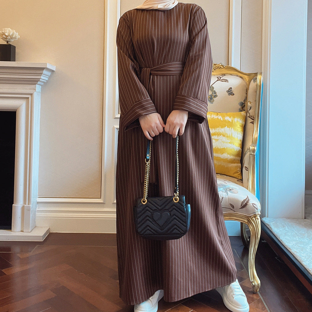 Turkish Striped Waist Girdle Small Maxi Dresses