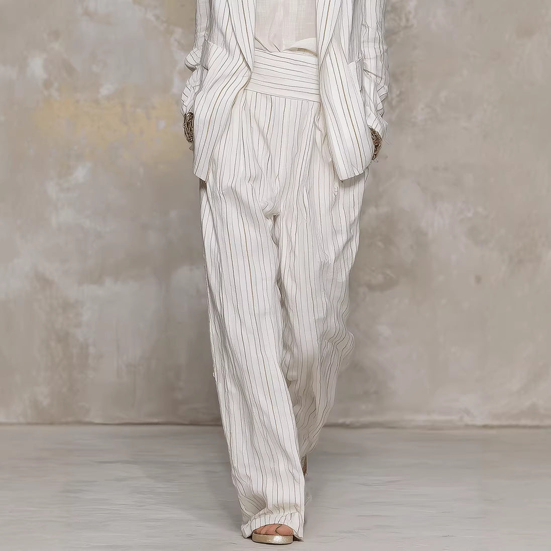 Women's Fashionable Striped Long Sleeve Trousers Two-piece Fashion Casual Suit