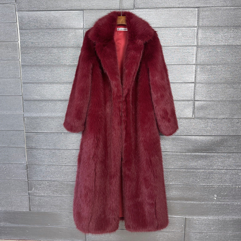 Women's Imitation Plush Furry Fur Extended Collar Coats