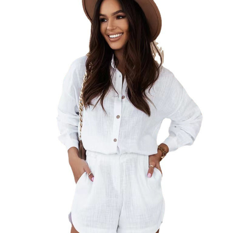 New Fashion Women's Vacation Style Shirt Fashion Casual Suit