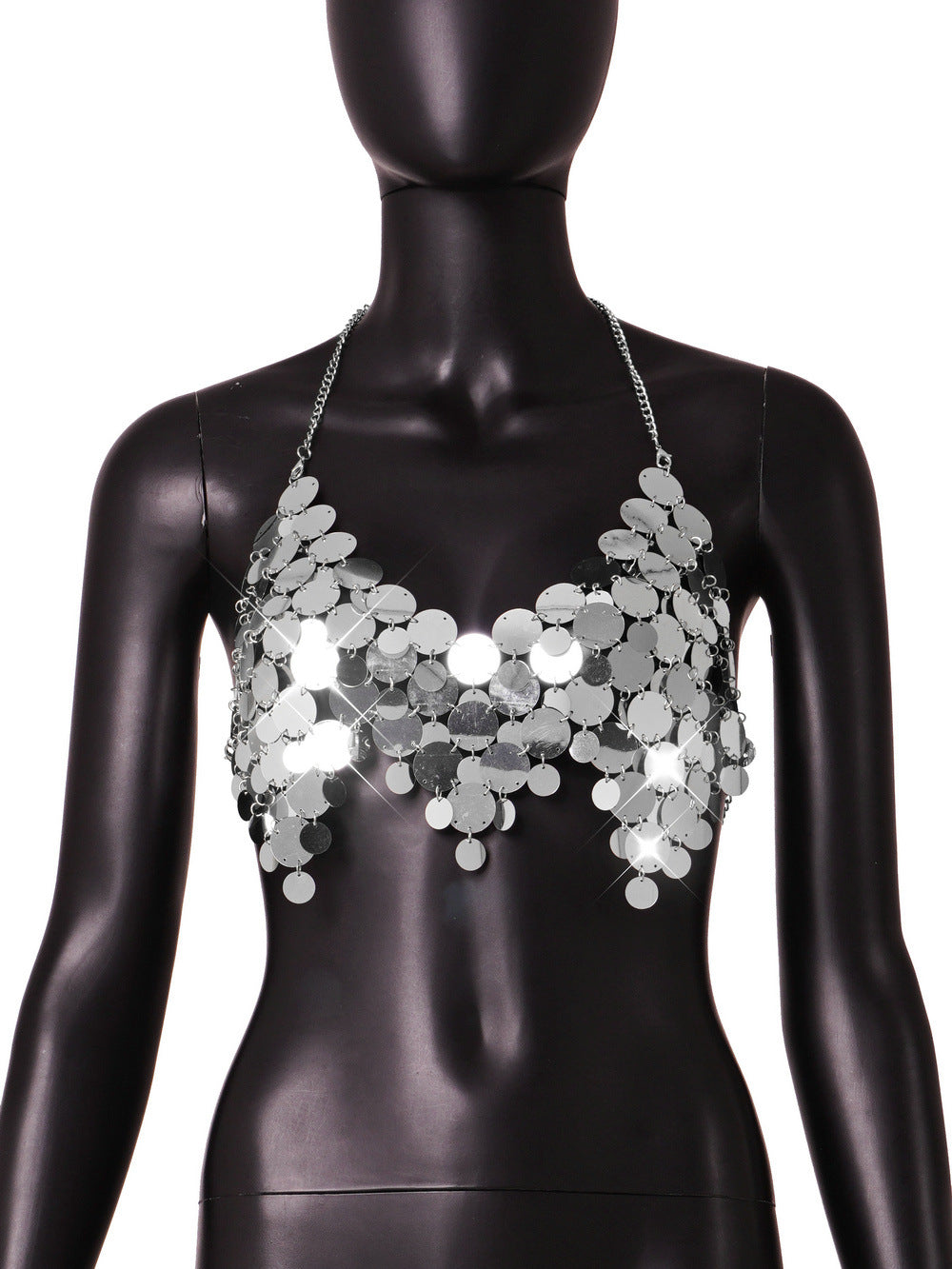 Women's Nightclub Sexy Sequined Backless Chain Tops