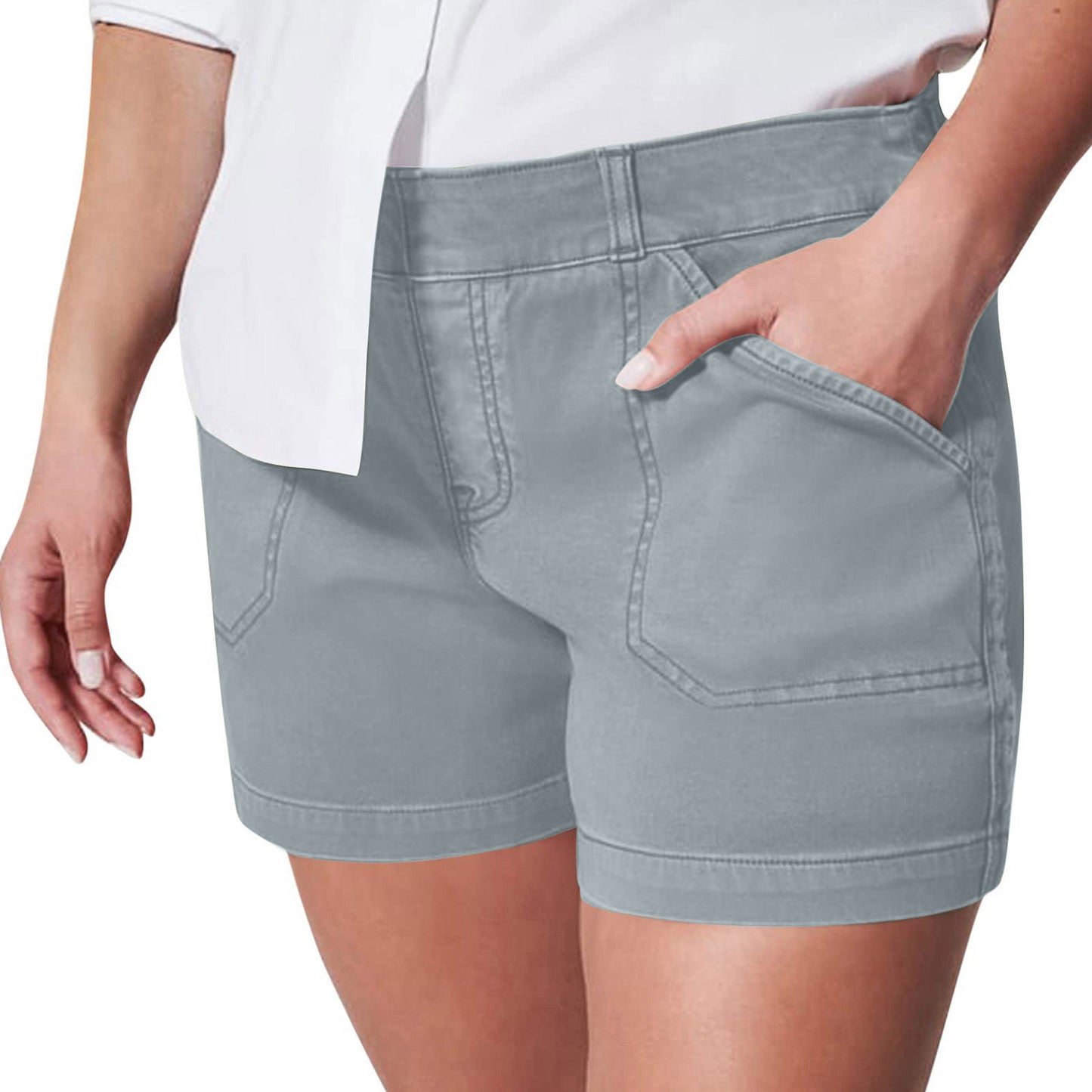 Fashion Simple Pocket Hip Lifting High Elastic Shorts