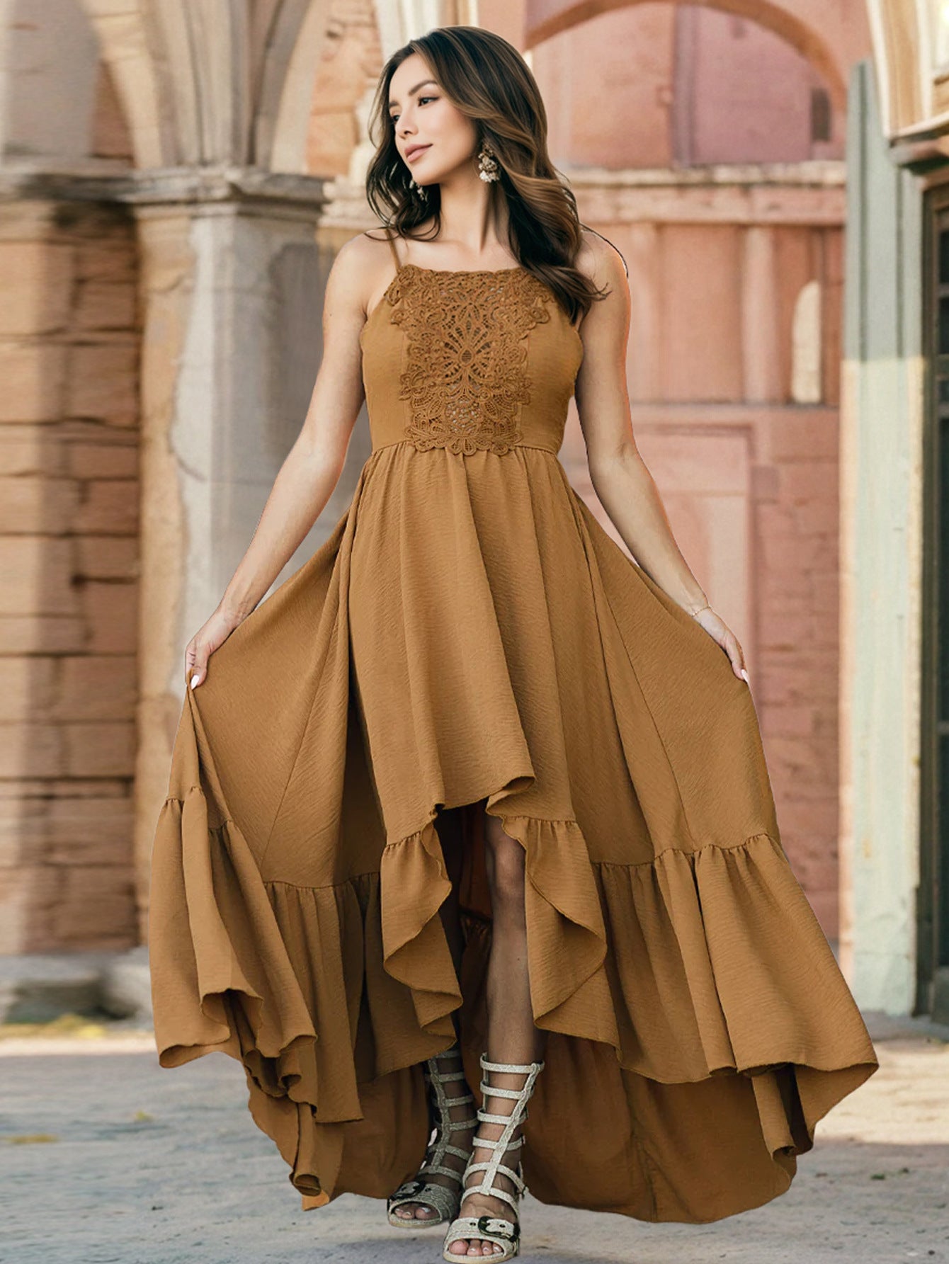 Women's Temperament Lace Summer Dress Sexy Irregular Dresses