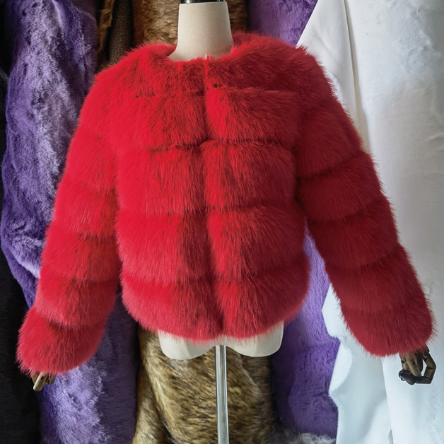 Women's Fur Imitation Fox Faux Long Sleeve Coats