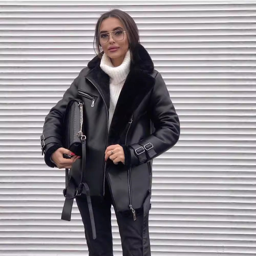Women's Lapel Zipper Fashion Wear Long Sleeve Coats