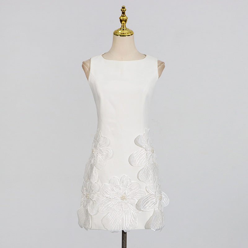 Women's Classic Style Three-dimensional Flower Sleeveless Simple Dresses